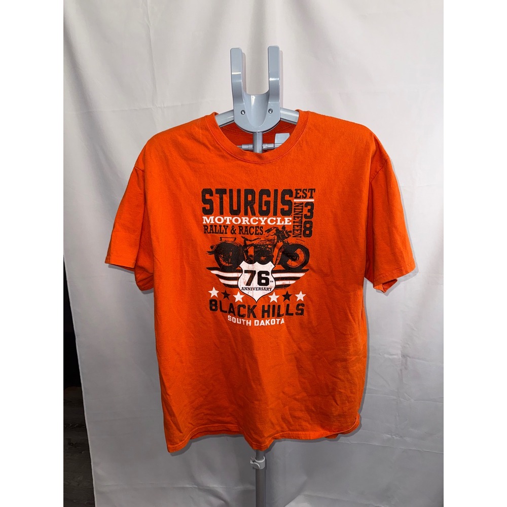 Toms Ts Sturgis Motorcycle Rally 2016 76th Anniversary Orange Graphic T-Shirt XL